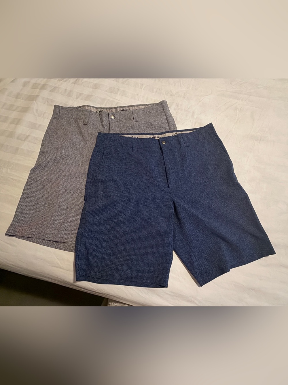 2 Pairs - Callaway Men's Flat Front Golf Shorts - Navy & Gray
